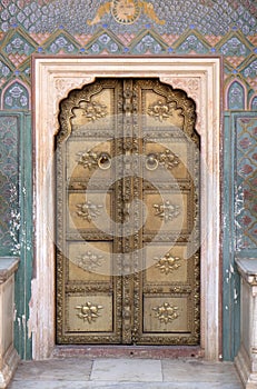 Ornate door at the Chandra Mahal, Jaipur City Palace