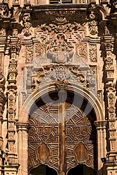 Ornate Door Valencia Church Guanajuato Mexico