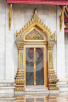 Ornate Door at Wat Benchamabophit, the Marble temple Bangkok