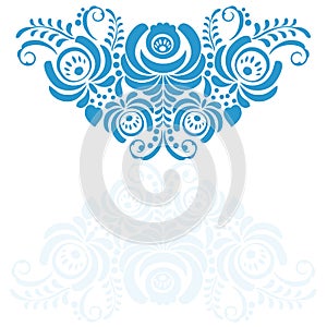 Ornate elegant vector floral frame in Gzhel style photo