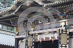 Ornate Entrance at Japanese Shinto Buddhist shrine temple