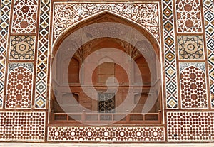 Ornate facade of Akbar's Tomb. Agra, India