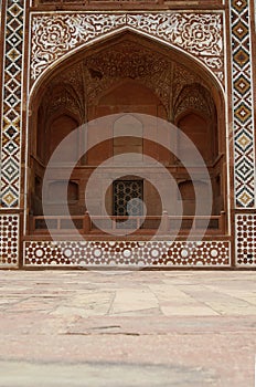 Ornate facade of Akbar's Tomb. Agra, India