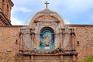 Ornate Facade of Basilica Menor de la Merced in the Historic Center of the City of Cusco, Peru
