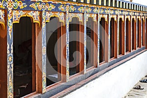 Ornate facade of the Chimi Lhakhang monastery close to Punakha, Bhutan