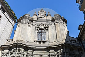 Ornate church entrance, Milan, Italy photo