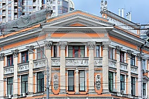 Ornate facade of an old building in Kyiv Ukraine