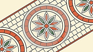 Ornate Floor Tile Pattern with Central Floral Medallion, vector design Generative AI