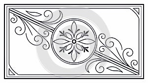 Ornate Floral Frame with Central Medallion, vector design Generative AI