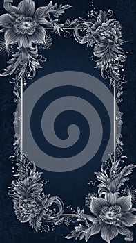 Ornate Floral Frame on Dark Background