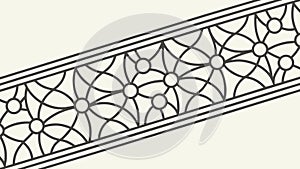 Ornate Floral Geometric Pattern Border Element, vector design Generative AI