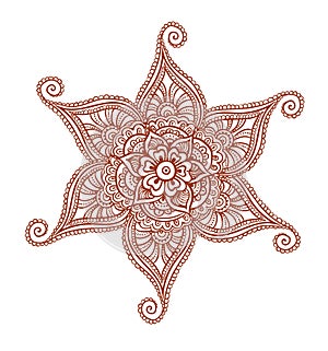 Ornate flower - decorative indian design. Mehendi vector, embroidery style
