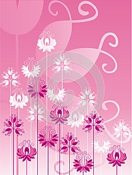 Ornate flowers on pink background