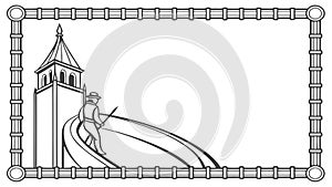 Ornate Frame with Path to Building, vector design Generative AI