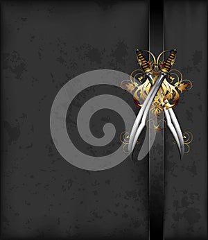 Ornate frame with sabers photo