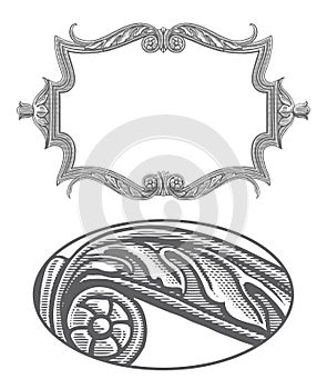 Ornate frame in vintage engraving style