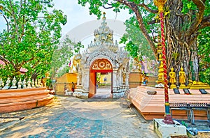 The ornate gate of Wat Phra Singh, Chiang Rai, Thailand