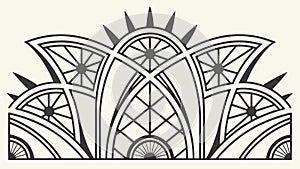 Ornate geometric fan pattern, an intricate and elegant decorative element. vector design Generative AI