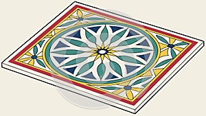 Ornate Geometric Floor Tile Pattern for Interior Design, vector design Generative AI