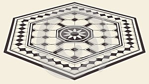 Ornate Geometric Hexagonal Tile Pattern, Decorative Antique Design, vector design Generative AI