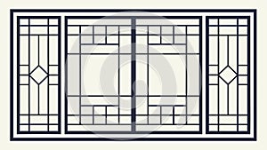 Ornate Geometric Pattern Window Frame Design Element, vector design Generative AI
