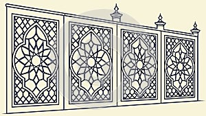Ornate Geometric Screen Panels - Decorative Architectural Element, vector design Generative AI