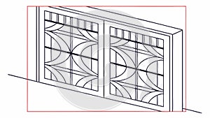 Ornate Geometric Window Panel, Architectural Decorative Element, vector design Generative AI