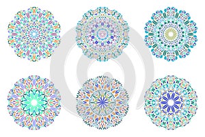 Ornate geometrical abstract petal mandala symbol set