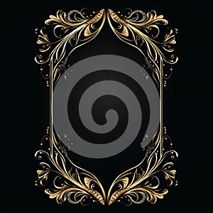 an ornate gold frame on a black background