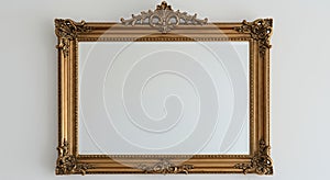 Ornate Gold Frame on White Wall