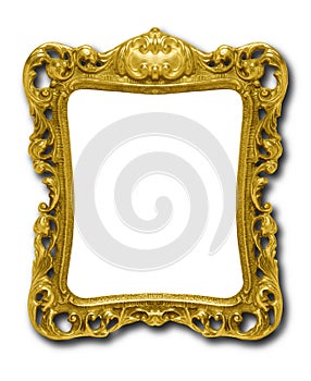 Ornate gold picture frame against white