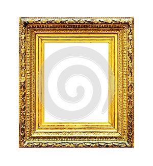 Ornate gold wood frame isolated on white