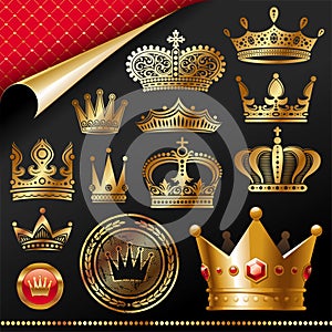 Ornate golden royal crowns