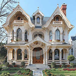 Ornate Gothic Revival House with Pointed Arches