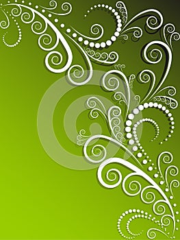 Ornate green and white background