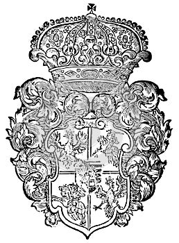 Ornate heraldic shields