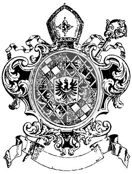 Ornate heraldic shields