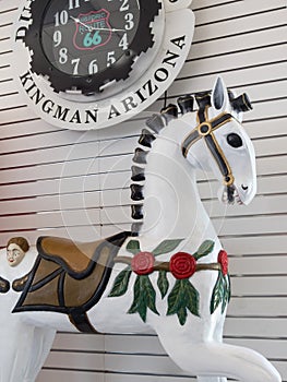 Ornate horse statue at historic Route 66 business