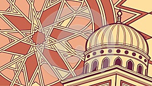Ornate Islamic Mosque Dome & Geometric Pattern, vector design Generative AI