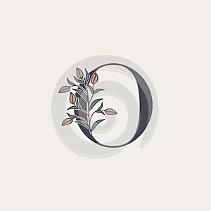 Ornate Initial Letter O logo icon, vector alphabet with flower and natural leaf designs