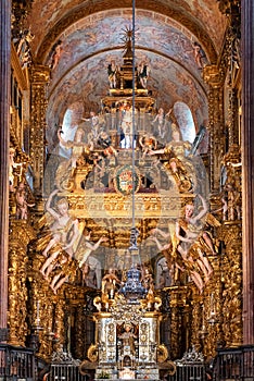 Ornate interior of Cathedral de Santiago de Compostela