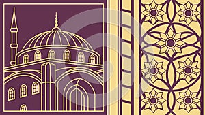 Ornate Islamic Mosque Interior Archway with Patterns Vector Design Generative AI