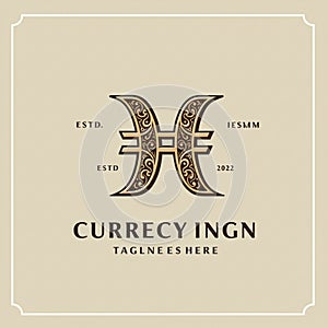 Ornate logo design featuring a stylized letter resembling an 