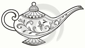 Ornate Magic Lamp Vector Illustration, Wishes and Enchantment, vector design Generative AI photo