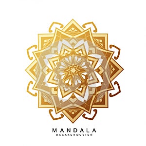 An ornate mandala design centered on a white background, featuring a complex