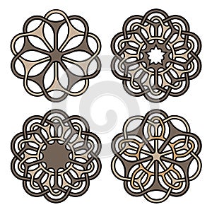 Ornate mandalas or tattoo symbols set. Vector illustration