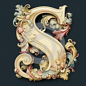 Ornate Mannerism Letter S In Realistic Color Palette photo