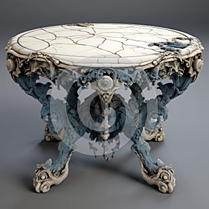 Ornate Marble Coffee Table With Mythological Symbolism