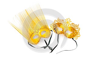 Ornate masks isolated on the white