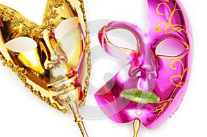 Ornate masks isolated on the white